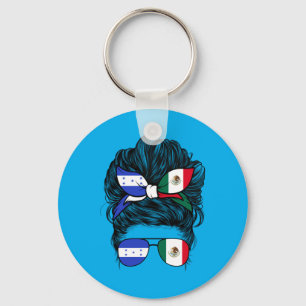 Half Mexican And Honduran Mexico Honduras Flag Key Ring