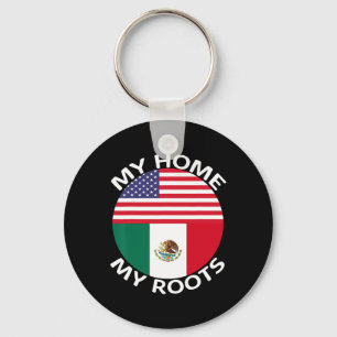 Half Mexican Half American Flag Usa Mexico Roots H Key Ring