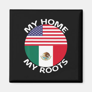 Half Mexican Half American Flag Usa Mexico Roots H Magnet