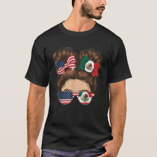 Half Mexican Half American USA Flag Mexico America T-Shirt