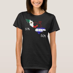 Half Mexican Half Honduran Flag Map Mexico Catrach T-Shirt
