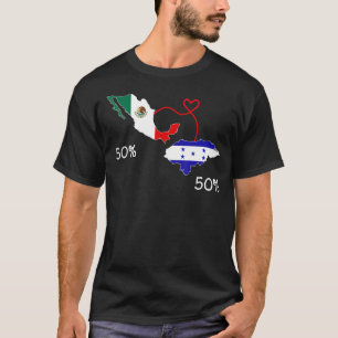 Half Mexican Half Honduran Flag Map Mexico Catrach T-Shirt