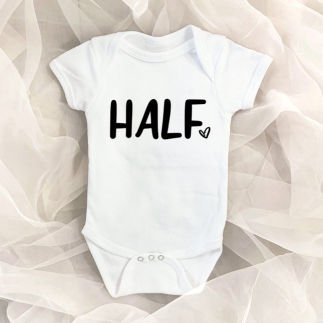 Half Minimal Minimalist Heart Half Birthday Baby Bodysuit (Creator Uploaded)