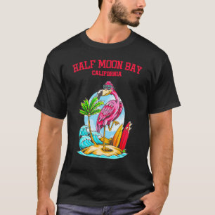 Half Moon Bay California Flamingo Surfboard T-Shirt
