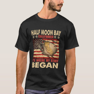 Half Moon Bay California USA Flag 4th Of July Long T-Shirt