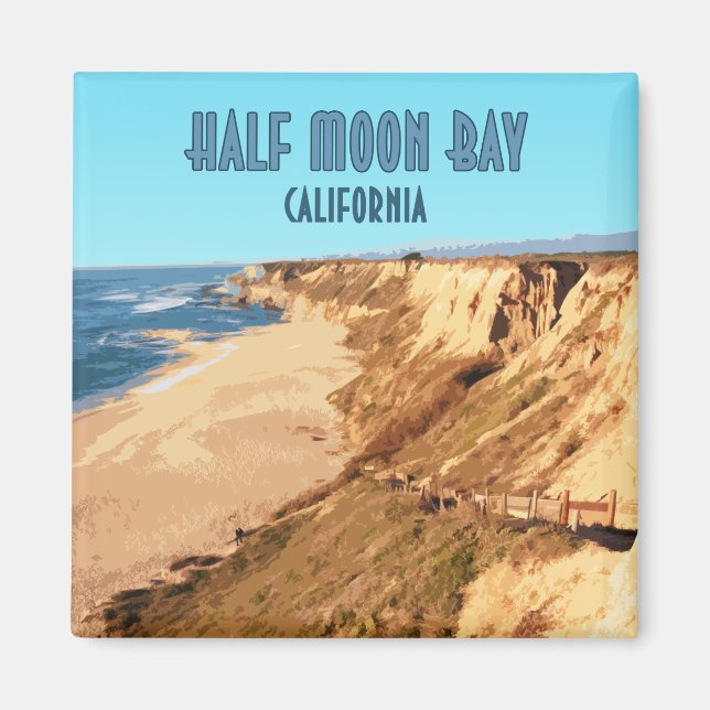 Half Moon Bay California Vintage Magnet (Front)