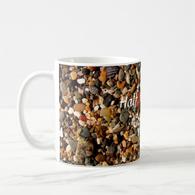 Half Moon Bay Colourful Beach Stones Coffee Mug (Left)