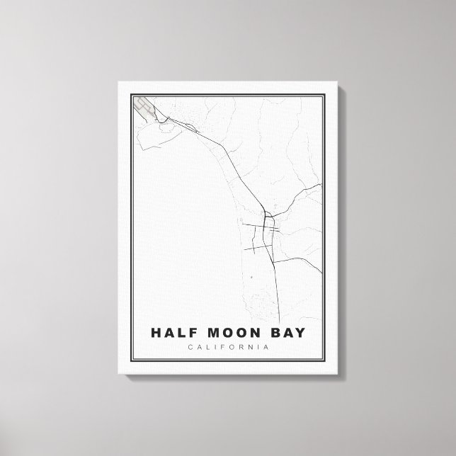 Half Moon Bay Map Canvas Print (Front)