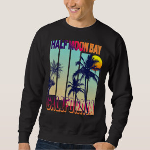 Half Moon Bay Retro Vintage Style Palm Tree Sweatshirt