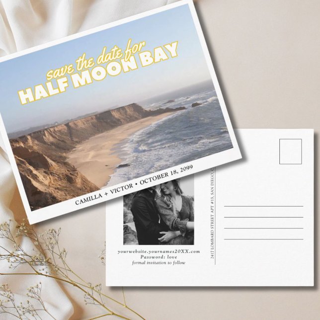 Half Moon Bay Wedding Save the Date Postcard (Half Moon Bay Wedding Save the Date)