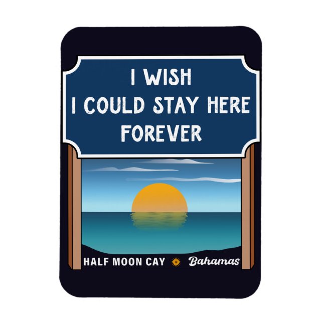 Half Moon Cay Bahamas Retro Sunset Vacation 60s Magnet (Vertical)