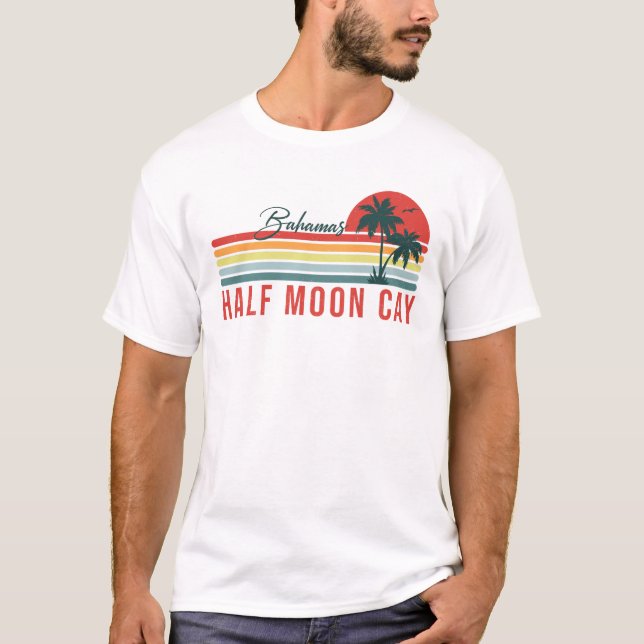 Half Moon Cay Bahamas Retro Sunset Vacation 60s T-Shirt (Front)