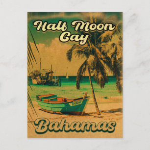 Half Moon Cay Bahamas Retro Vintage Vacation 60s Postcard