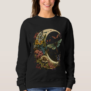 Half Moon Dragonfly Insect Hippie Colorful Flowers Sweatshirt