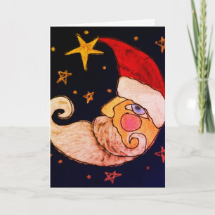 Half Moon Santa Claus Abstract Art Card