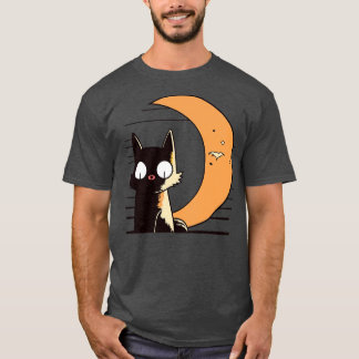 half moon shine retro style cat T-Shirt