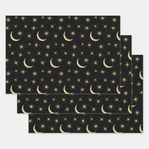 Half Moon Stars Universe Space Lover Astronomy Wrapping Paper Sheet
