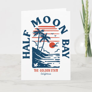 Half Moon Y California Retro Surfer Vintage Beach Card