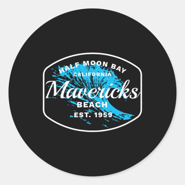 Half Moon Y Mavericks Beach Surfing Gift Travel  Classic Round Sticker (Front)