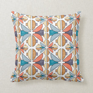 Half Moons in Coral and Teal Cushion