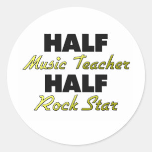 Half Music Teacher Half Rock Star Classic Round Sticker