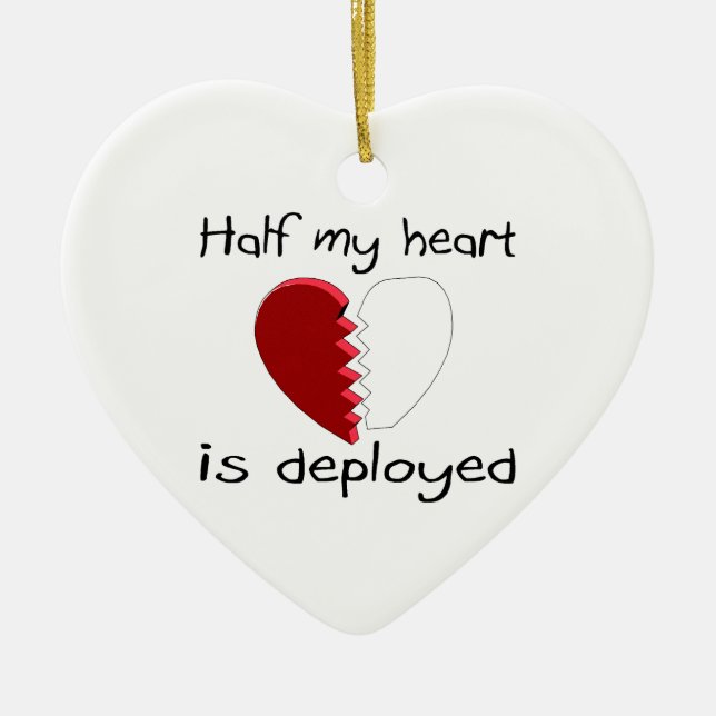 Half My Heart Is Deployed Ceramic Tree Decoration (Front)