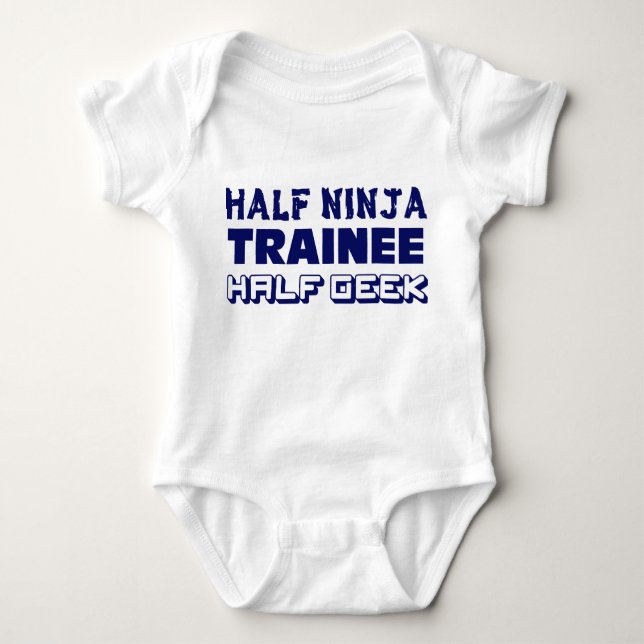 Half Ninja Trainee Half Geek Baby Bodysuit (Front)