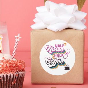 Half Nurse Half Coffee Nurse Groovy Coffee Lovers Classic Round Sticker