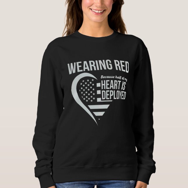 Half Of My Heart Is Deployed Couple Red Sweatshirt (Front)