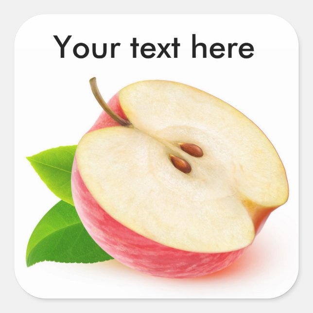 Half of red apple square sticker (Front)