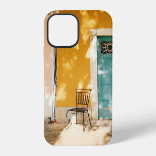 Half open green wooden main door iPhone 12 case
