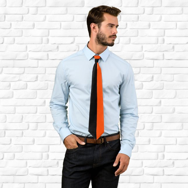 Half Orange and Half Black Colorblock Tie (Half Orange and Half Black Colorblock Neck Tie)