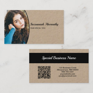Half Oval Professional Photo Nanny & QR Code Business Card