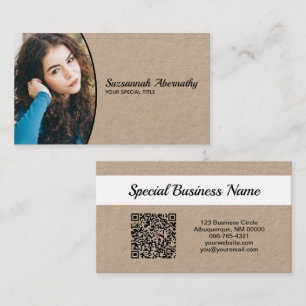 Half Oval Professional Photo QR Code Nanny  Business Card