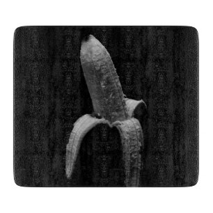 Half Peeled Banana Black and White Portrait Cutting Board