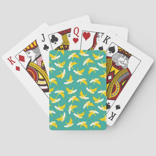 Half peeled banana seamless pattern - Tropical fru Playing Cards (Back)