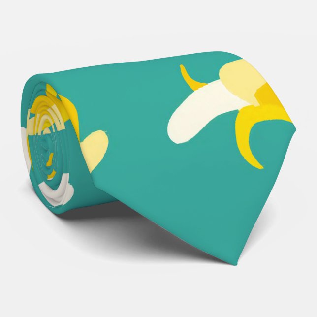 Half peeled banana seamless pattern - Tropical fru Tie (Rolled)