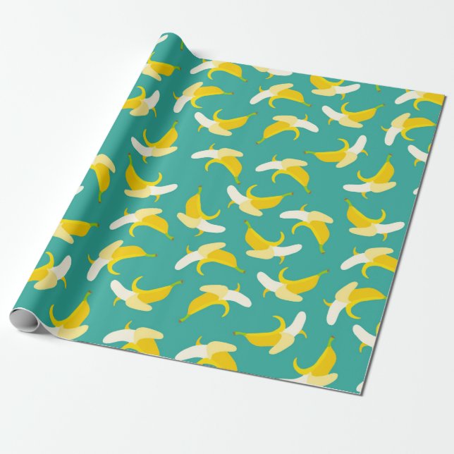 Half peeled banana seamless pattern - Tropical fru Wrapping Paper (Unrolled)