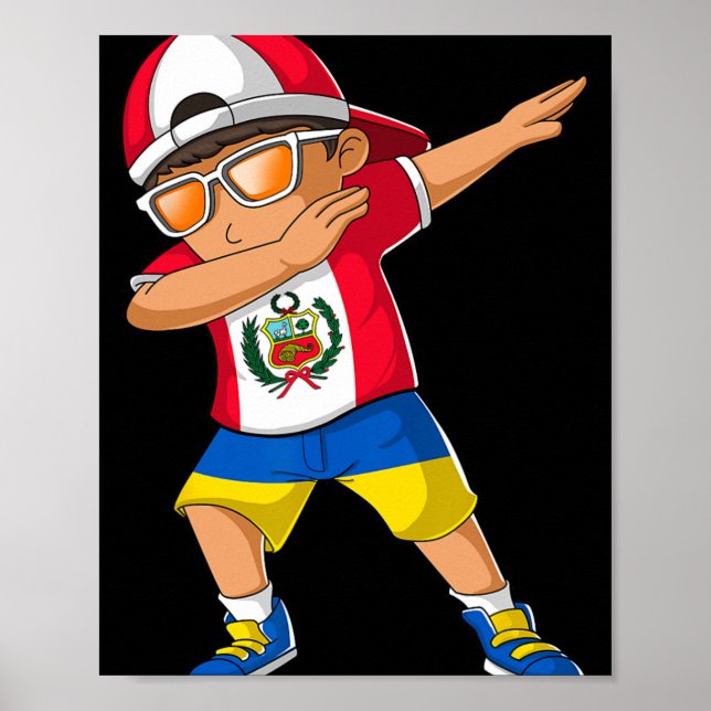 Half Peruvian Half Ukrainian Boy Peru Ukraine Flag Poster (Front)