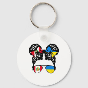 Half Peruvian Half Ukrainian Girl Peru Kids Herita Key Ring