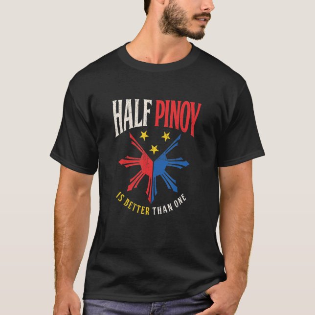 Half Pinoy Tshirt Philippines Roots Funny Half Fil (Front)