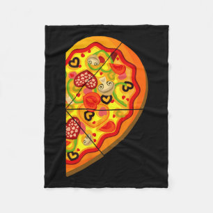 Half Pizza Cute Hearts Shape Matching Couple Valen Fleece Blanket