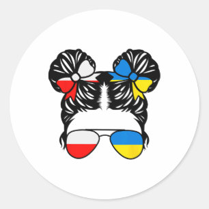 Half Polish Half Ukrainian Girl Poland Kids Herita Classic Round Sticker