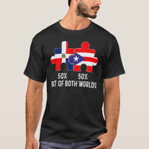 Half Puerto Rican Half Dominican Flag Map Combined T-Shirt
