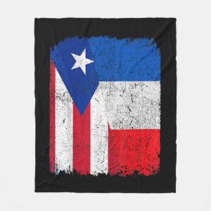 Half Puerto Rican Half French Flag Heritage Pride  Fleece Blanket