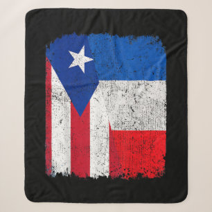 Half Puerto Rican Half French Flag Heritage Pride Sherpa Blanket