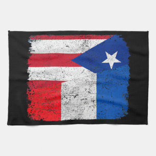 Half Puerto Rican Half French Flag Heritage Pride Tea Towel