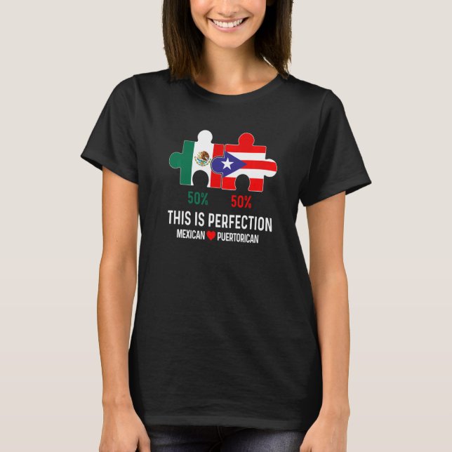 Half Puerto Rican Half Mexican Flag Mixed Race Pri T-Shirt (Front)