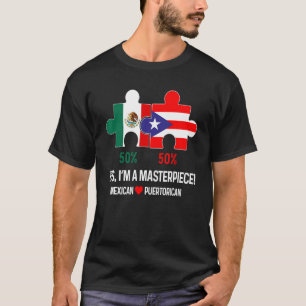 Half Puerto Rican Half Mexican Flag Mixed Race Pri T-Shirt