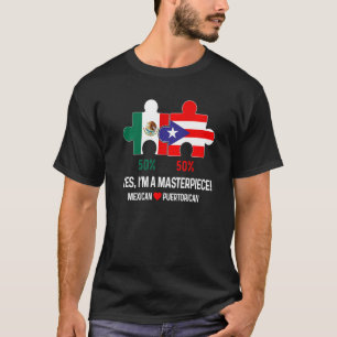 Half Puerto Rican Half Mexican Flag Mixed Race Pri T-Shirt